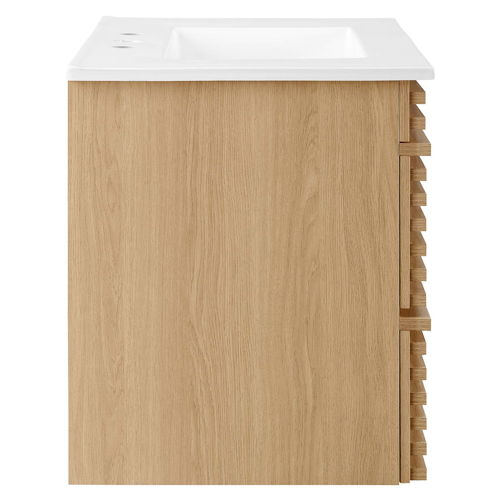 Render 30" Wall-Mount Bathroom Vanity - Oak White