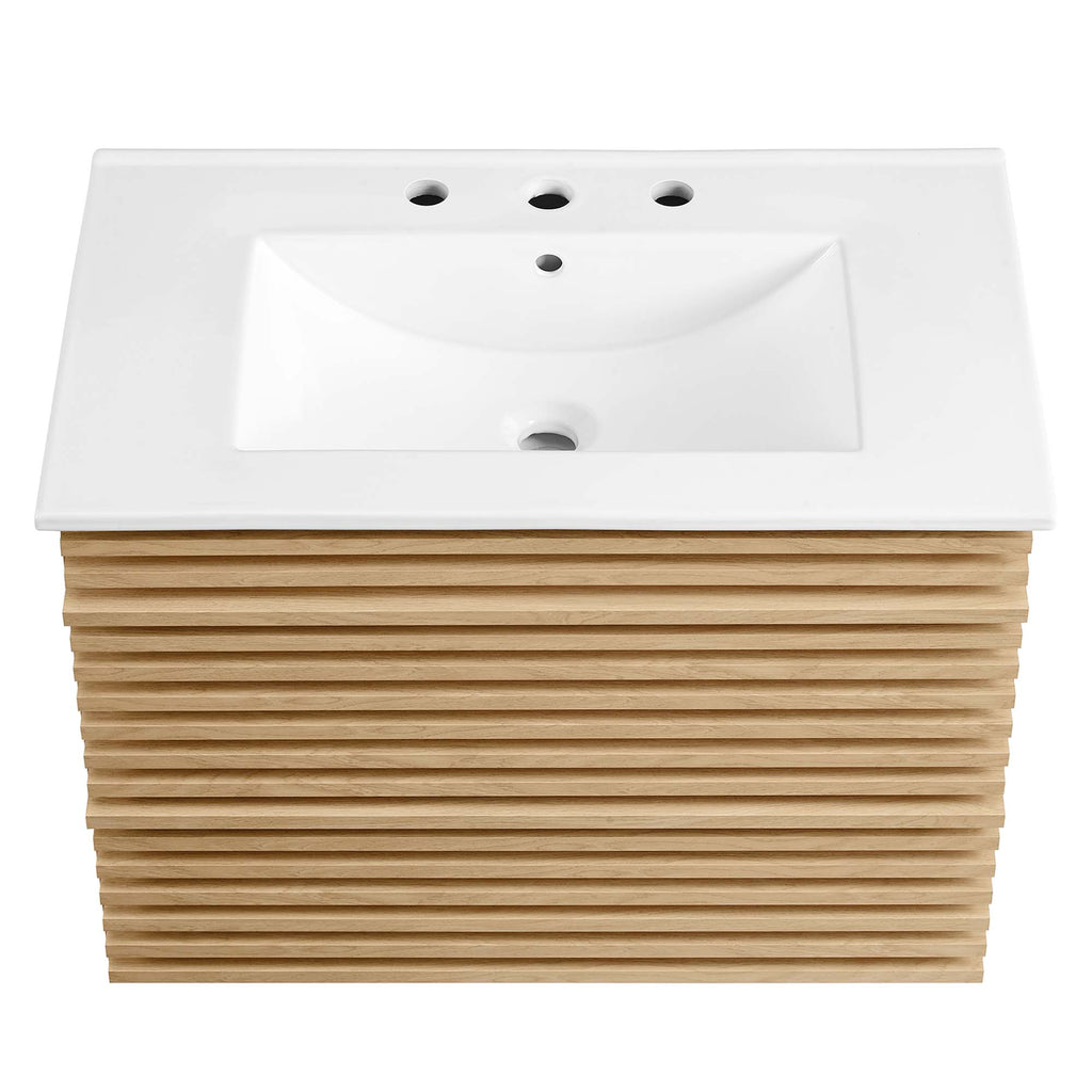 Render 30" Wall-Mount Bathroom Vanity - Oak White