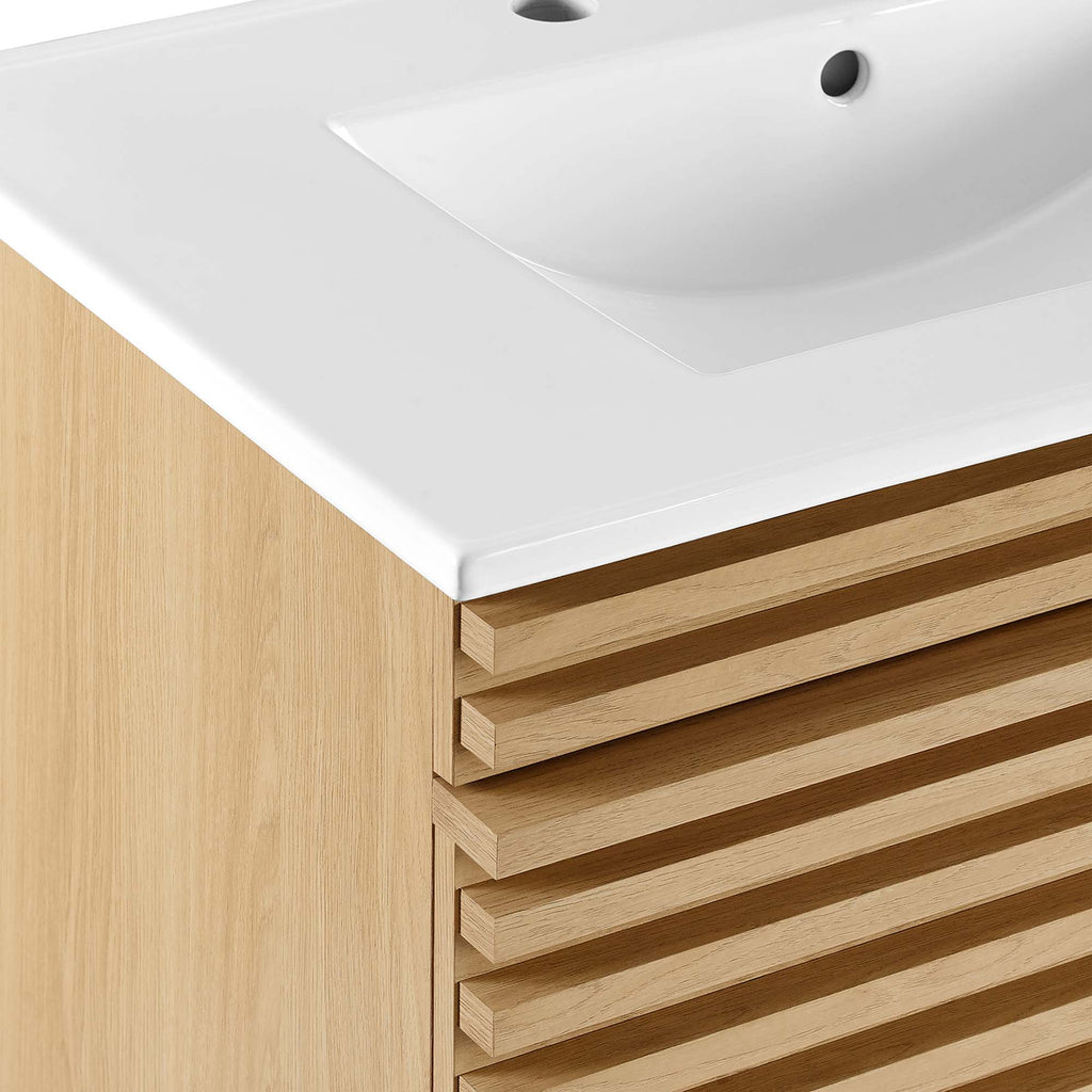 Render 30" Wall-Mount Bathroom Vanity - Oak White