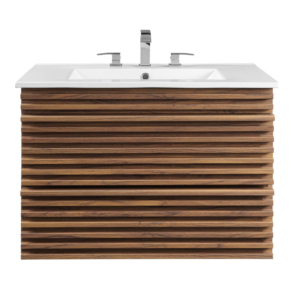 Render 30" Wall-Mount Bathroom Vanity - Walnut White