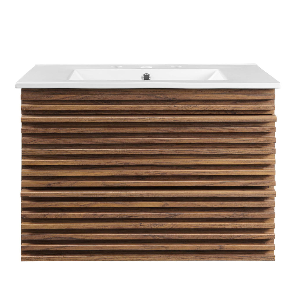 Render 30" Wall-Mount Bathroom Vanity - Walnut White