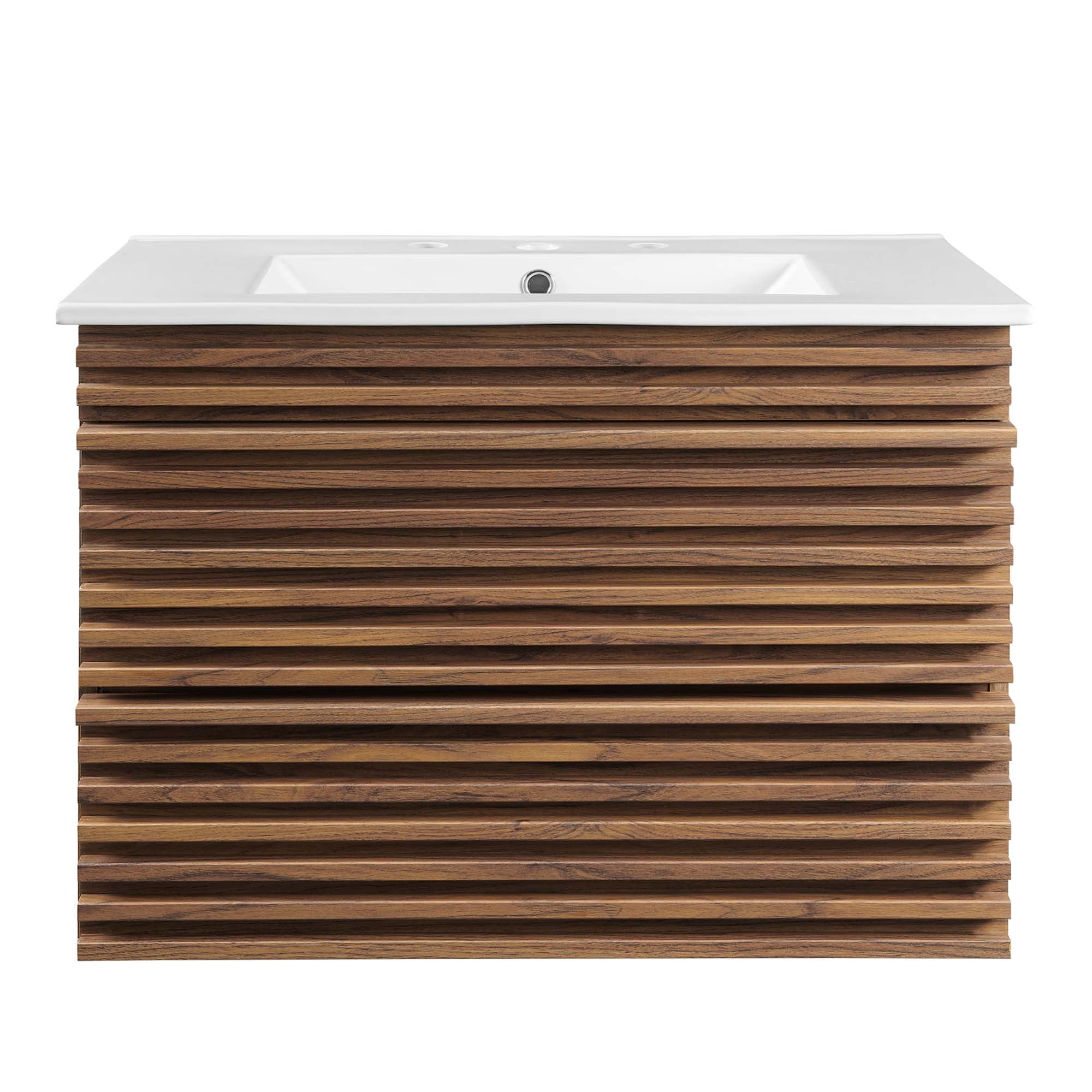 Render 30" Wall-Mount Bathroom Vanity - Walnut White