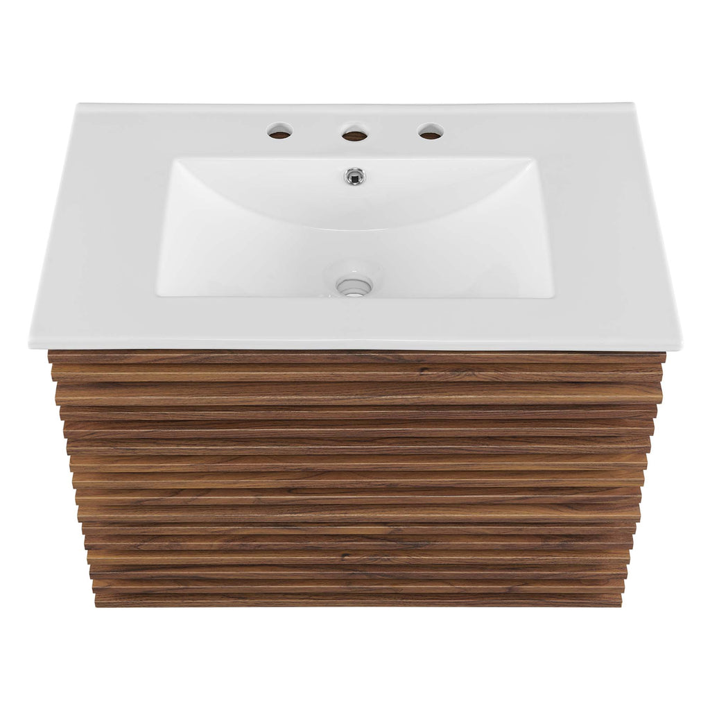 Render 30" Wall-Mount Bathroom Vanity - Walnut White