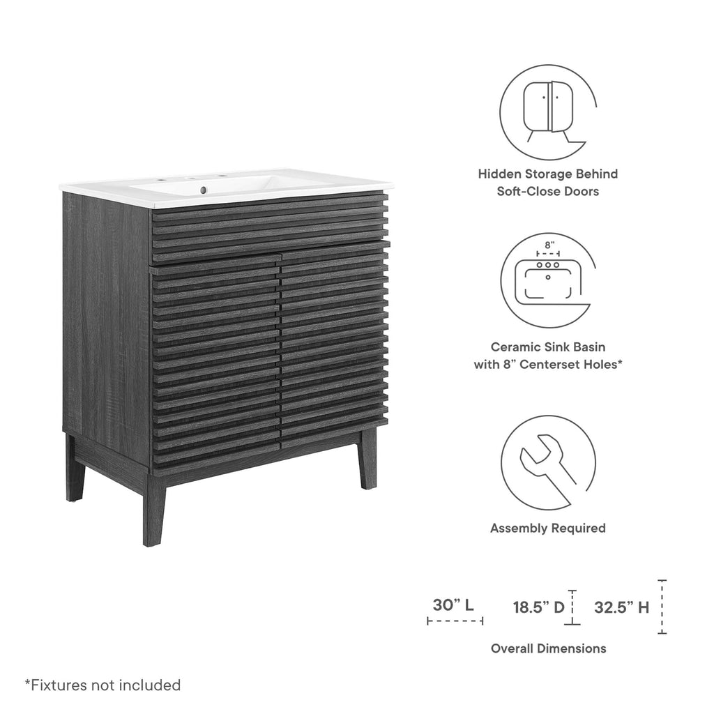 Render 30" Bathroom Vanity Cabinet - Charcoal White