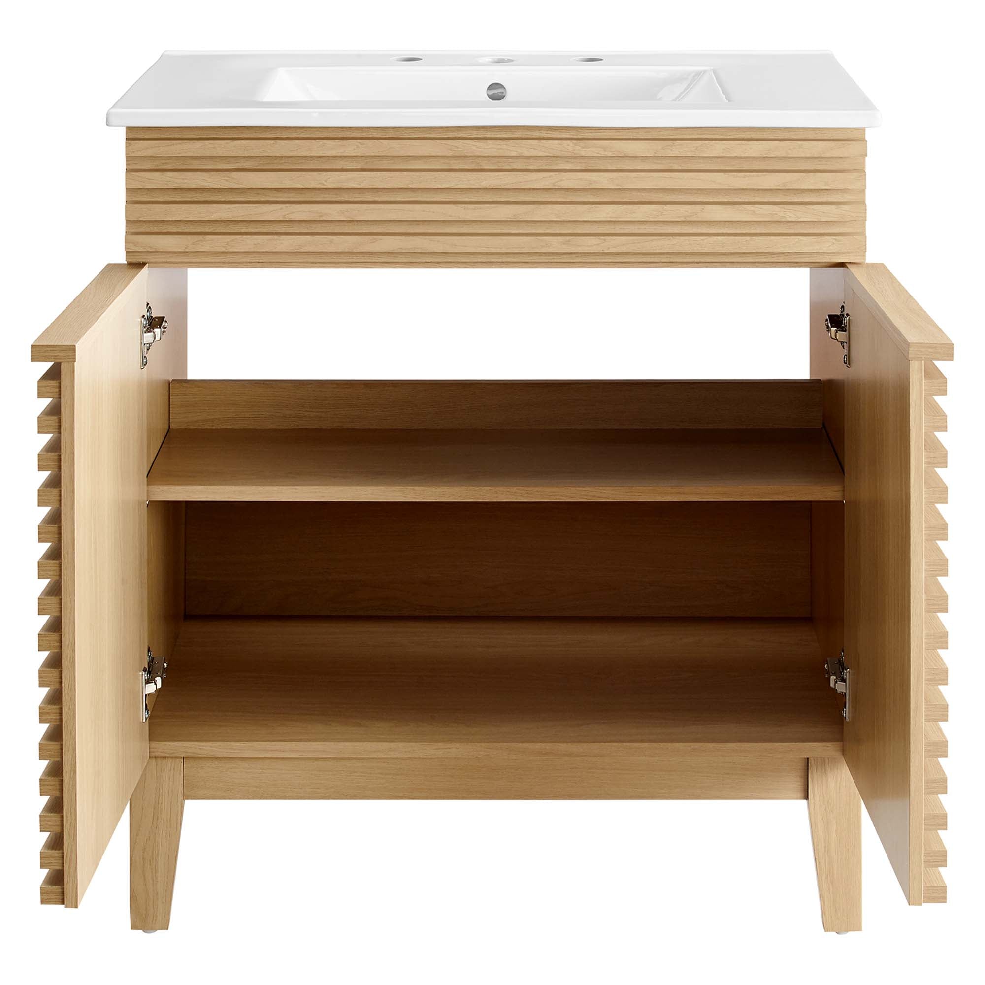 Render 30" Bathroom Vanity Cabinet - Oak White