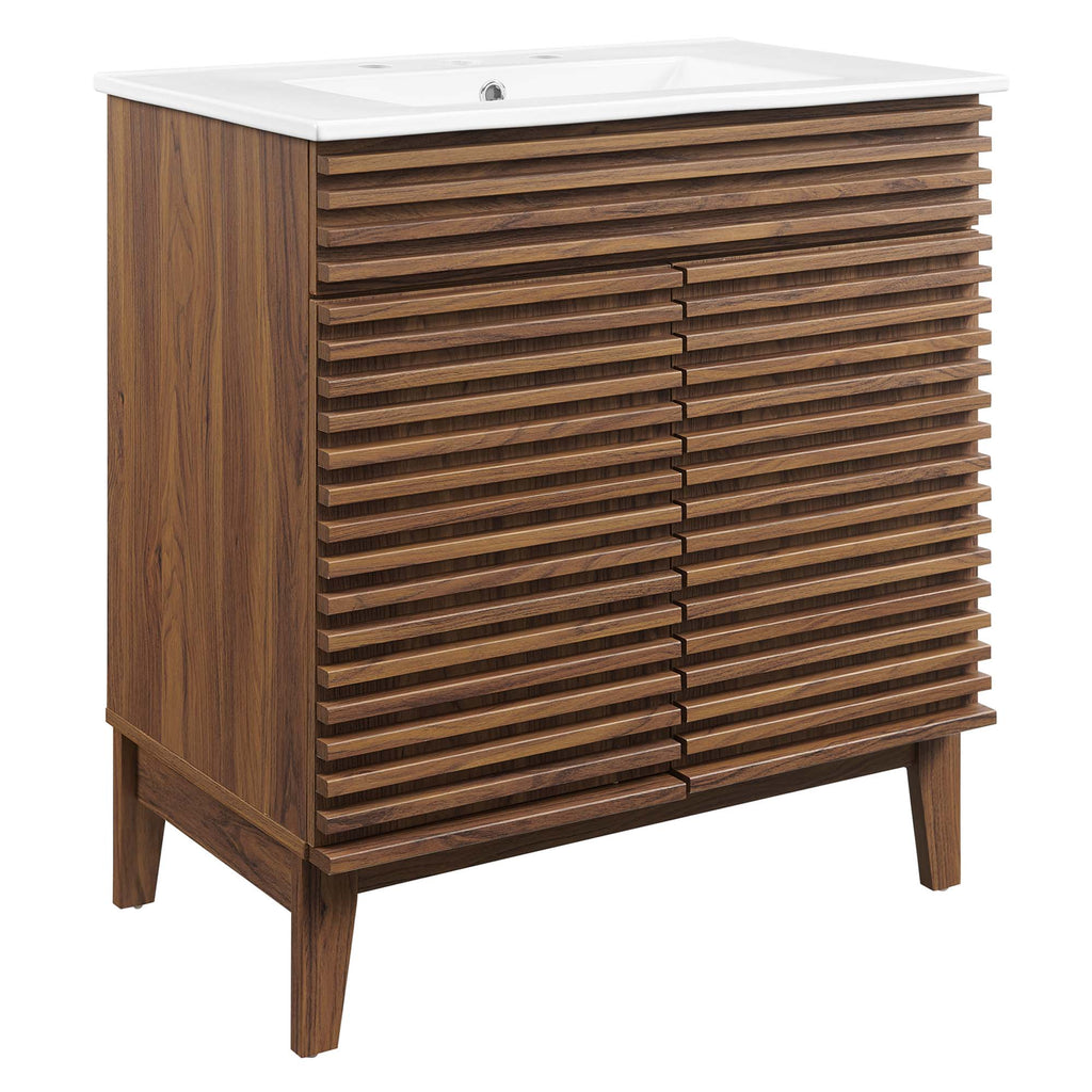 Render 30" Bathroom Vanity Cabinet - Walnut White