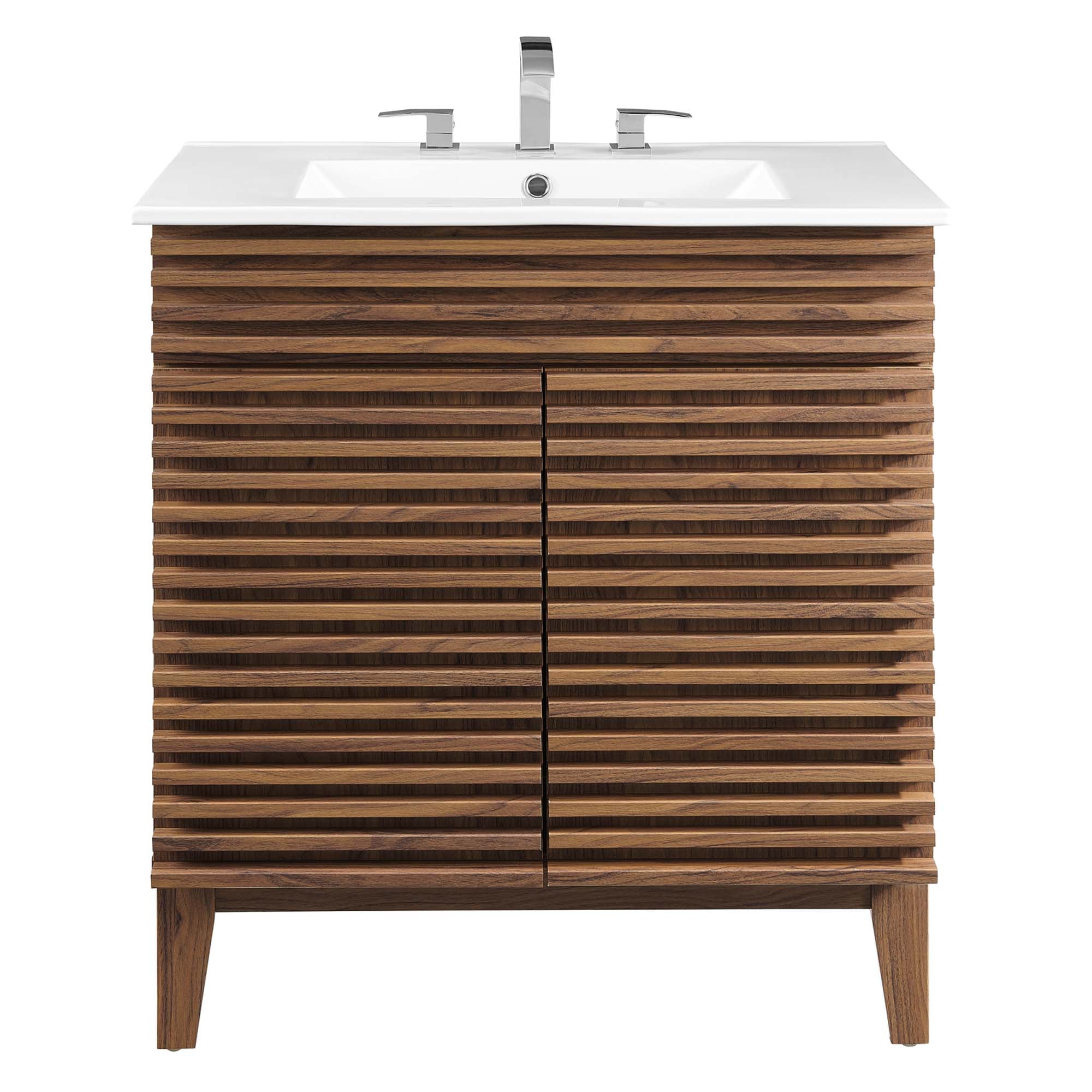 Render 30" Bathroom Vanity Cabinet - Walnut White