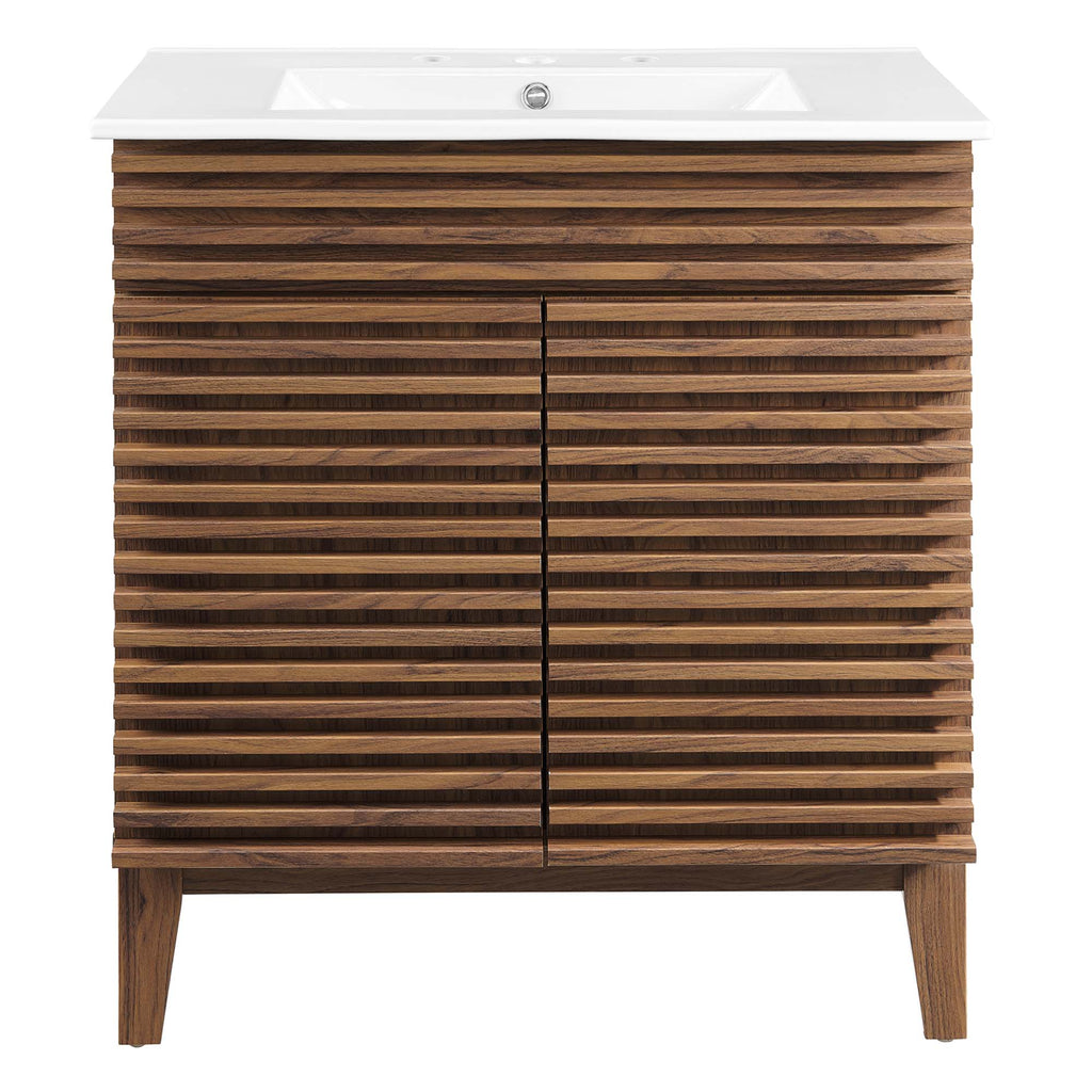 Render 30" Bathroom Vanity Cabinet - Walnut White