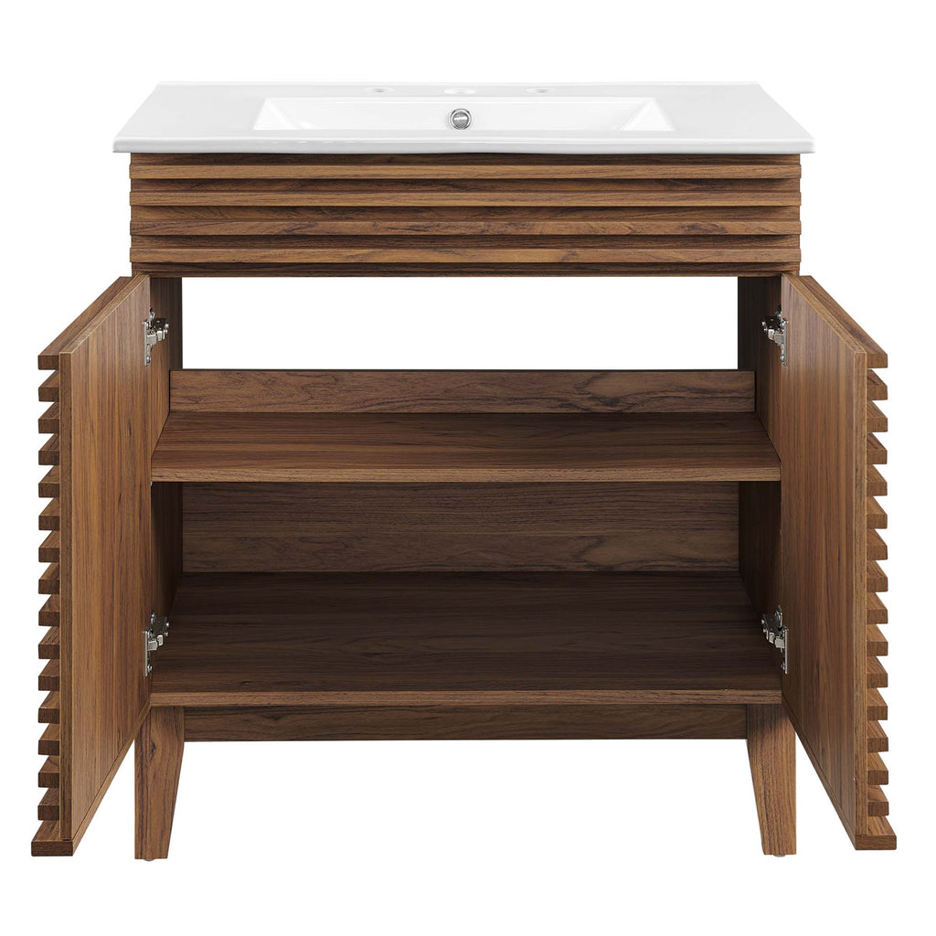 Render 30" Bathroom Vanity Cabinet - Walnut White