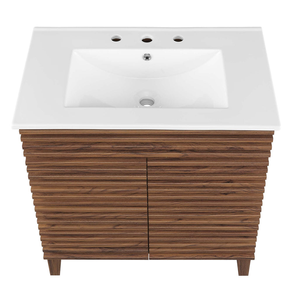 Render 30" Bathroom Vanity Cabinet - Walnut White