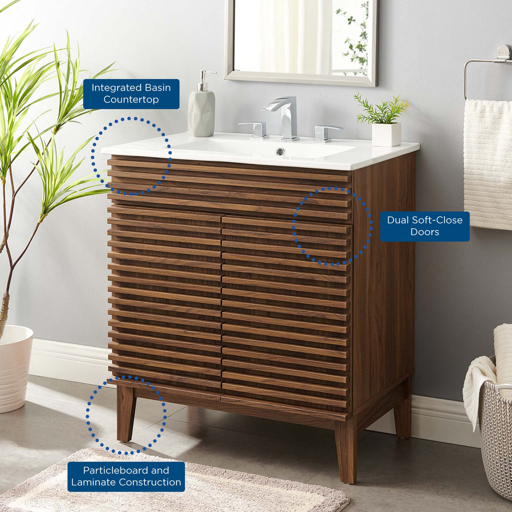 Render 30" Bathroom Vanity Cabinet - Walnut White