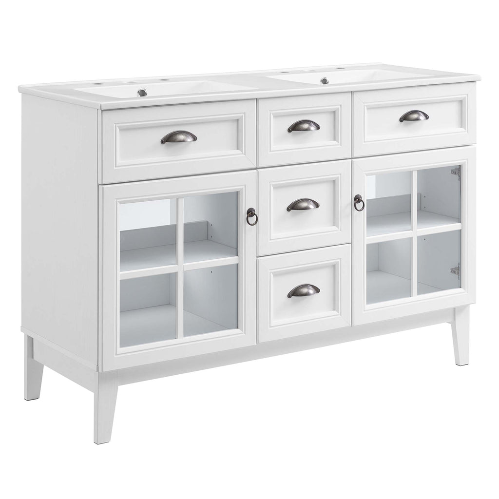 Isle 48" Double Bathroom Vanity Cabinet - White White