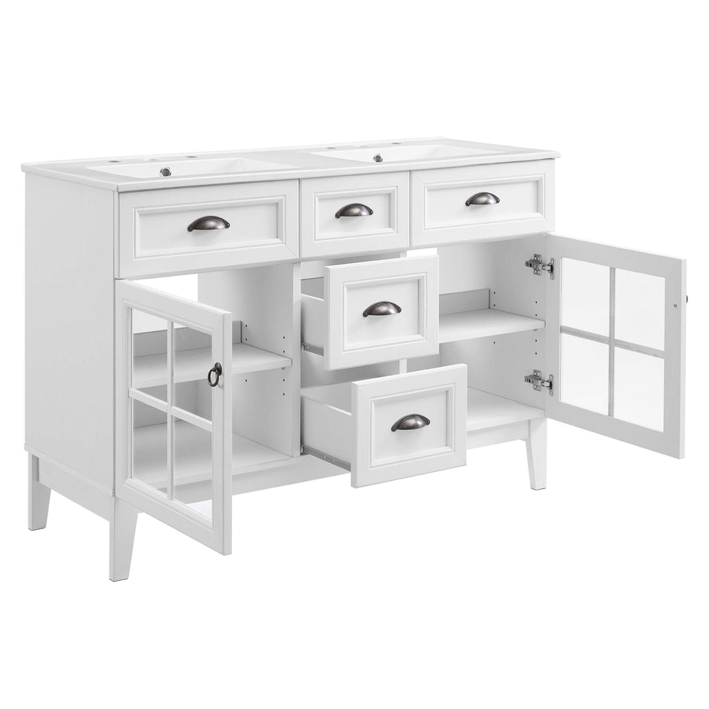 Isle 48" Double Bathroom Vanity Cabinet - White White
