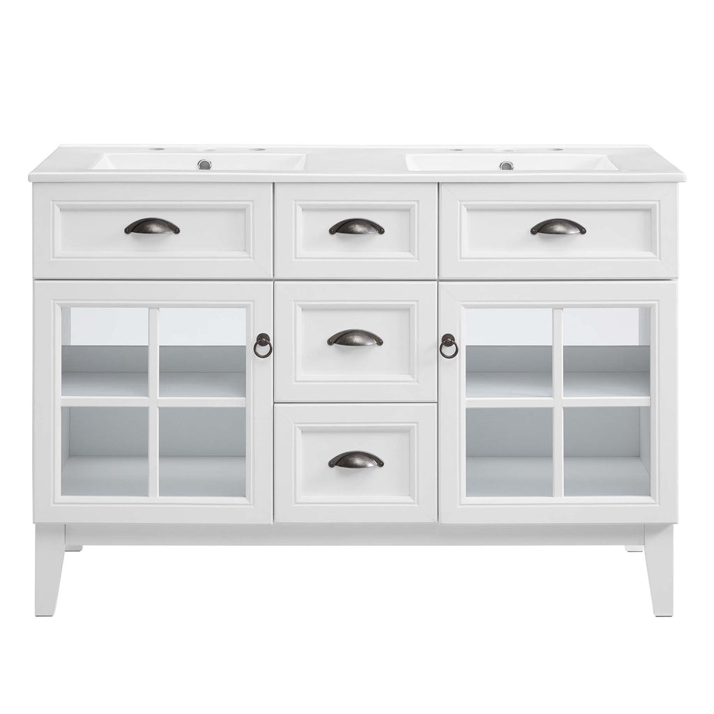 Isle 48" Double Bathroom Vanity Cabinet - White White