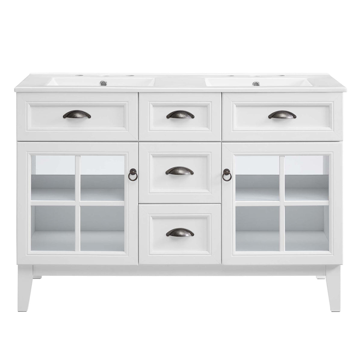 Isle 48" Double Bathroom Vanity Cabinet - White White