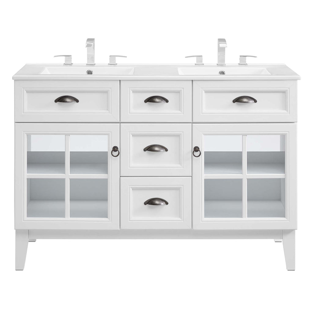 Isle 48" Double Bathroom Vanity Cabinet - White White