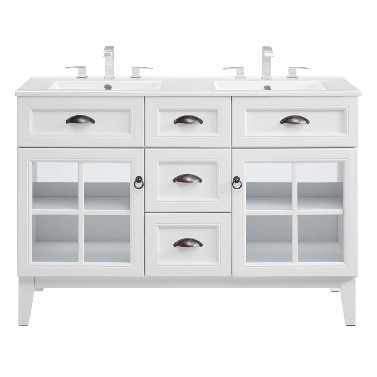 Isle 48" Double Bathroom Vanity Cabinet - White White