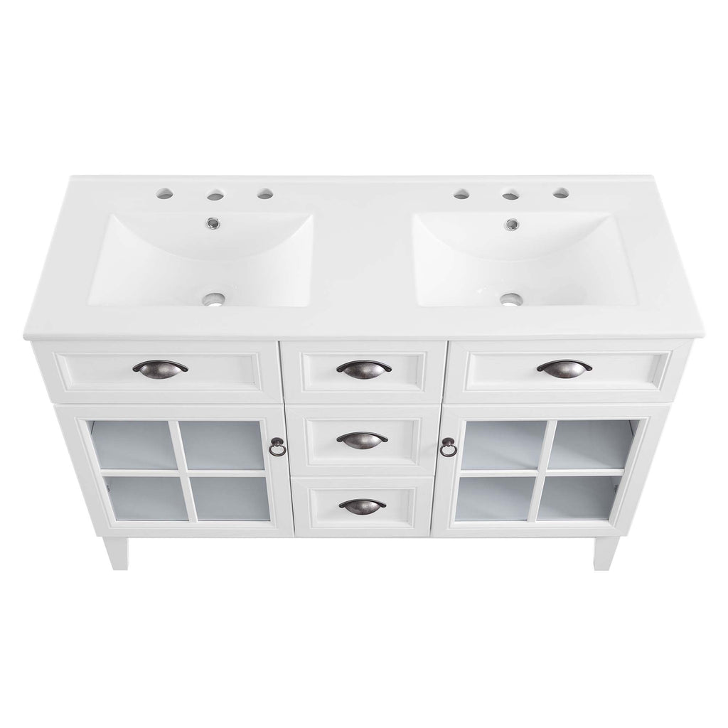 Isle 48" Double Bathroom Vanity Cabinet - White White