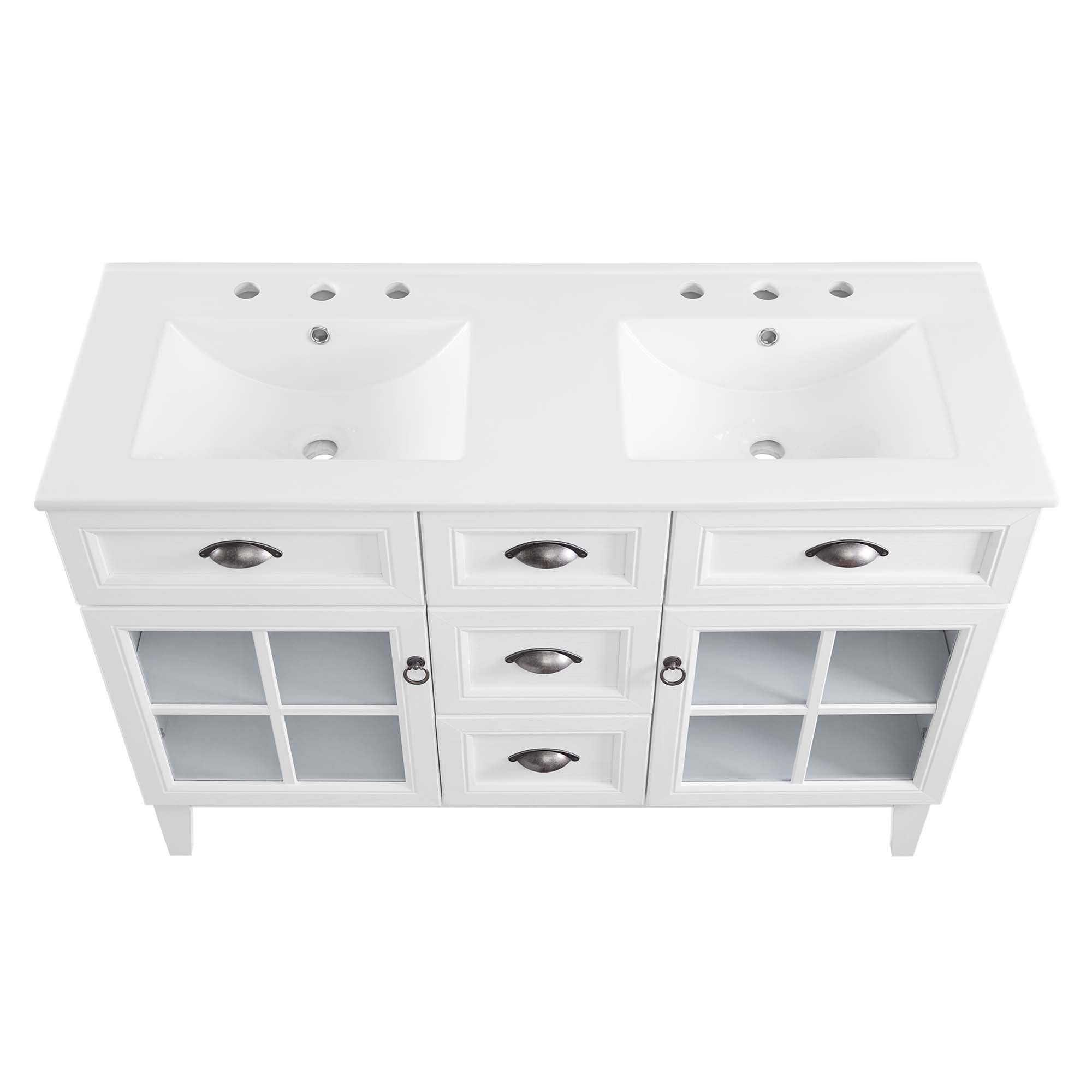Isle 48" Double Bathroom Vanity Cabinet - White White