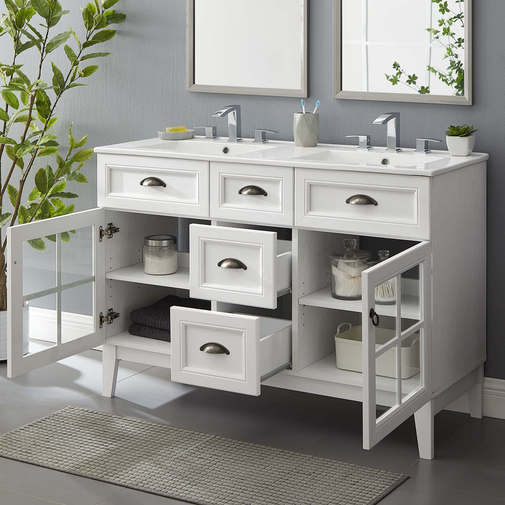 Isle 48" Double Bathroom Vanity Cabinet - White White