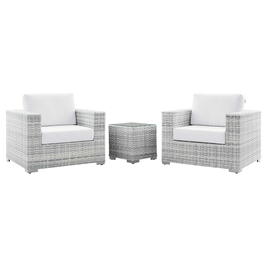Convene 3-Piece Outdoor Patio Set - Light Gray White