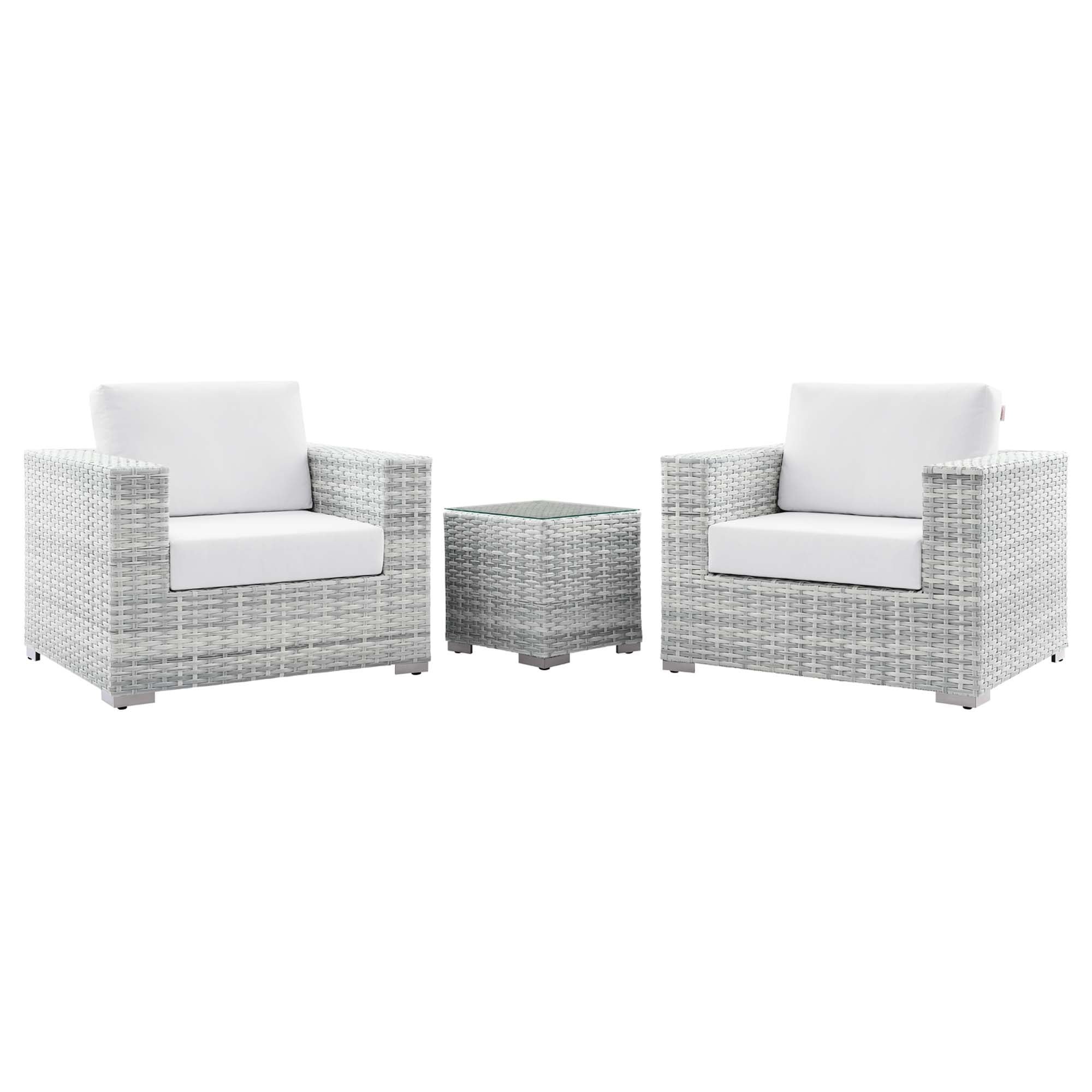 Convene 3-Piece Outdoor Patio Set - Light Gray White