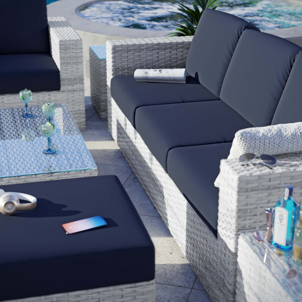 Convene 6-Piece Outdoor Patio Set - Light Gray Navy