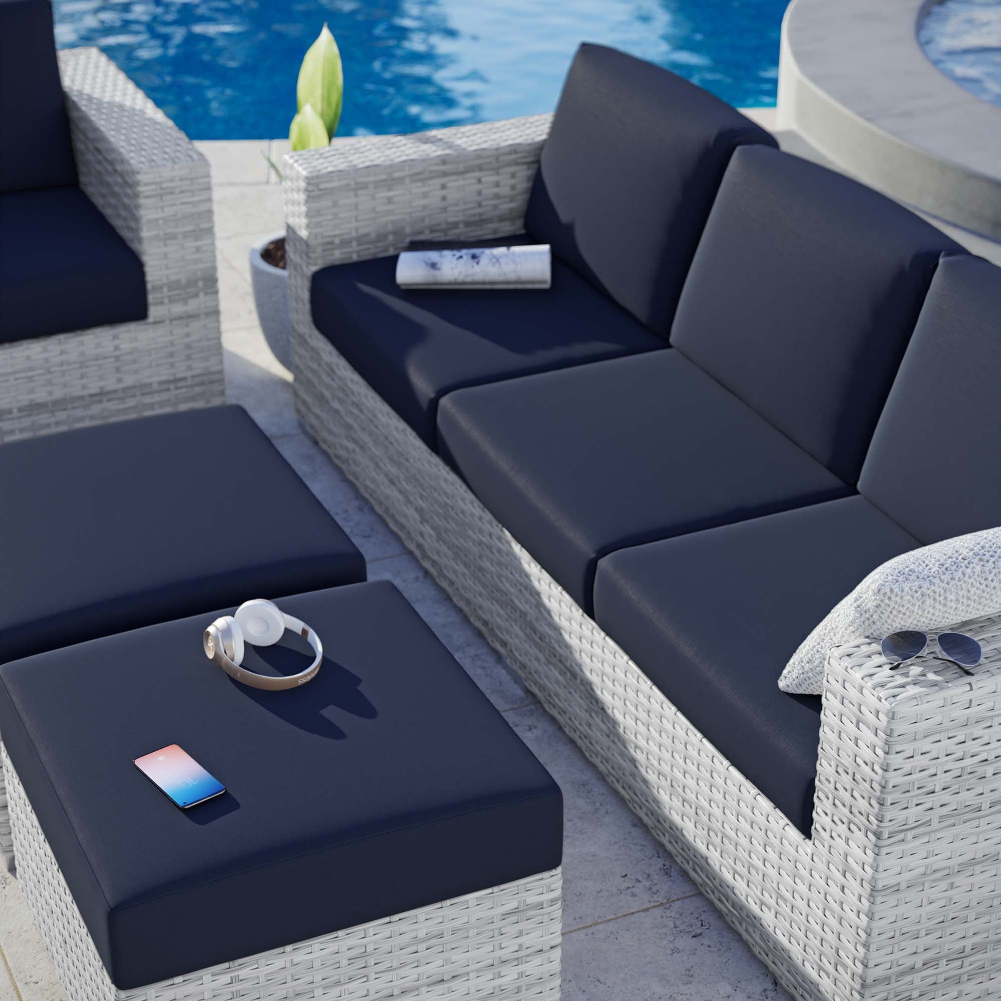 Convene 4-Piece Outdoor Patio Set - Light Gray Navy