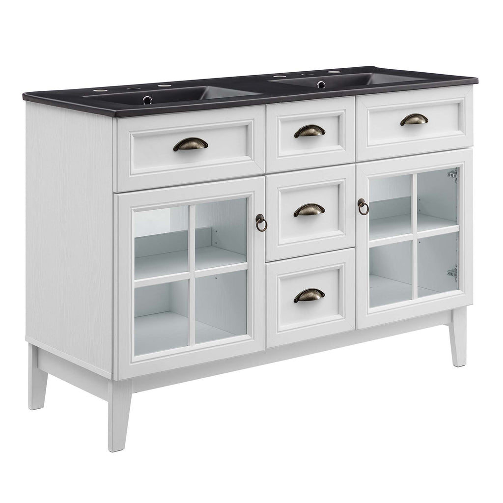 Isle 48" Double Bathroom Vanity Cabinet - White Black