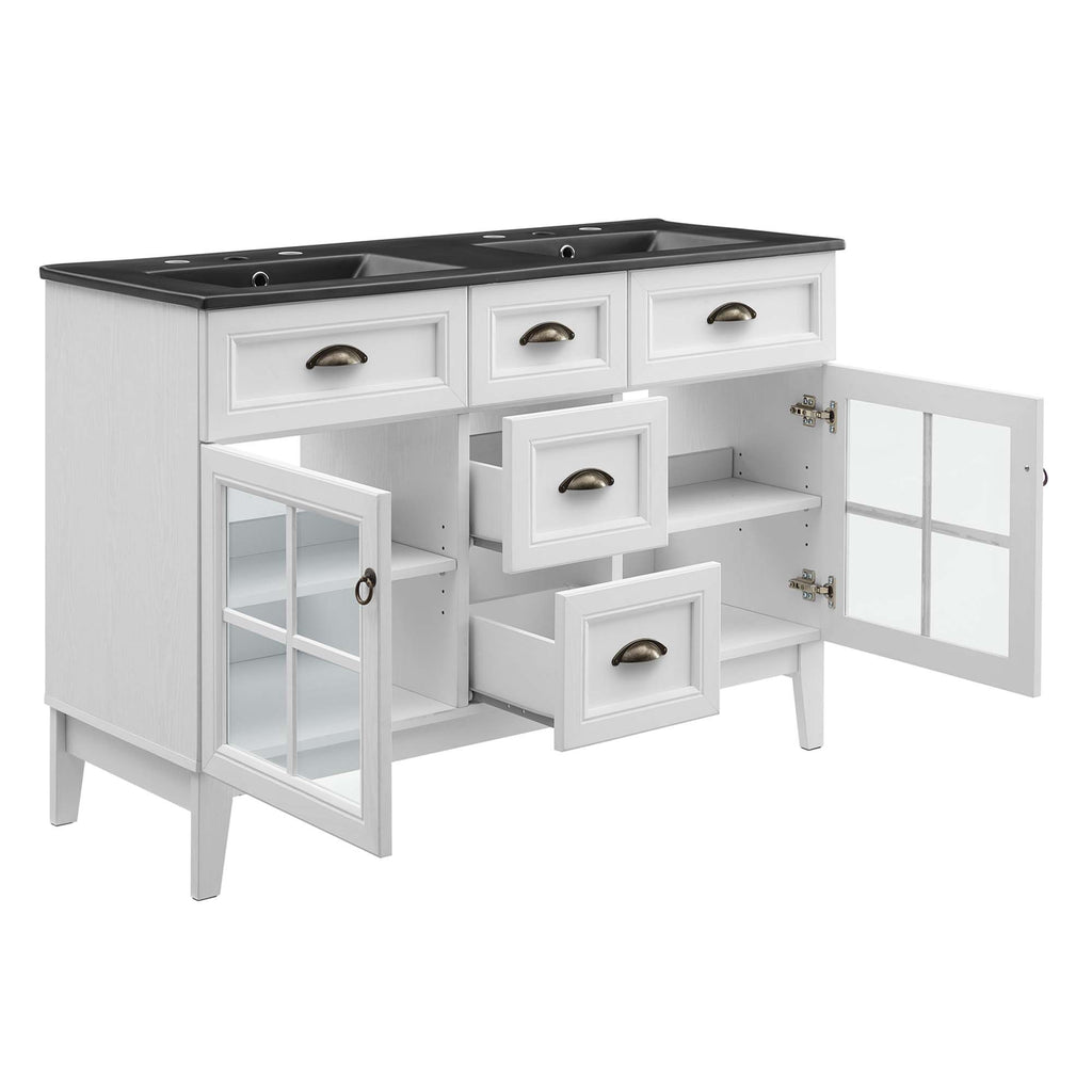 Isle 48" Double Bathroom Vanity Cabinet - White Black