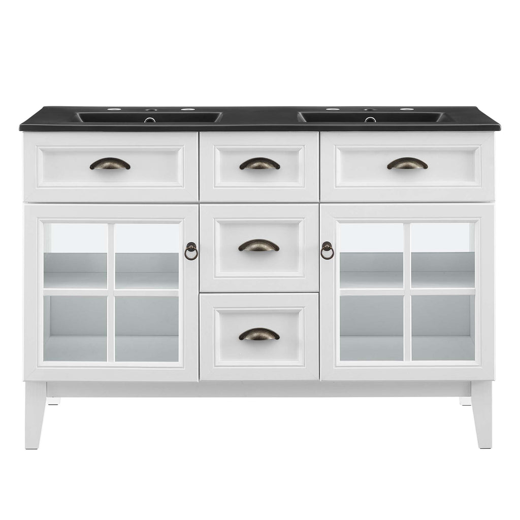 Isle 48" Double Bathroom Vanity Cabinet - White Black
