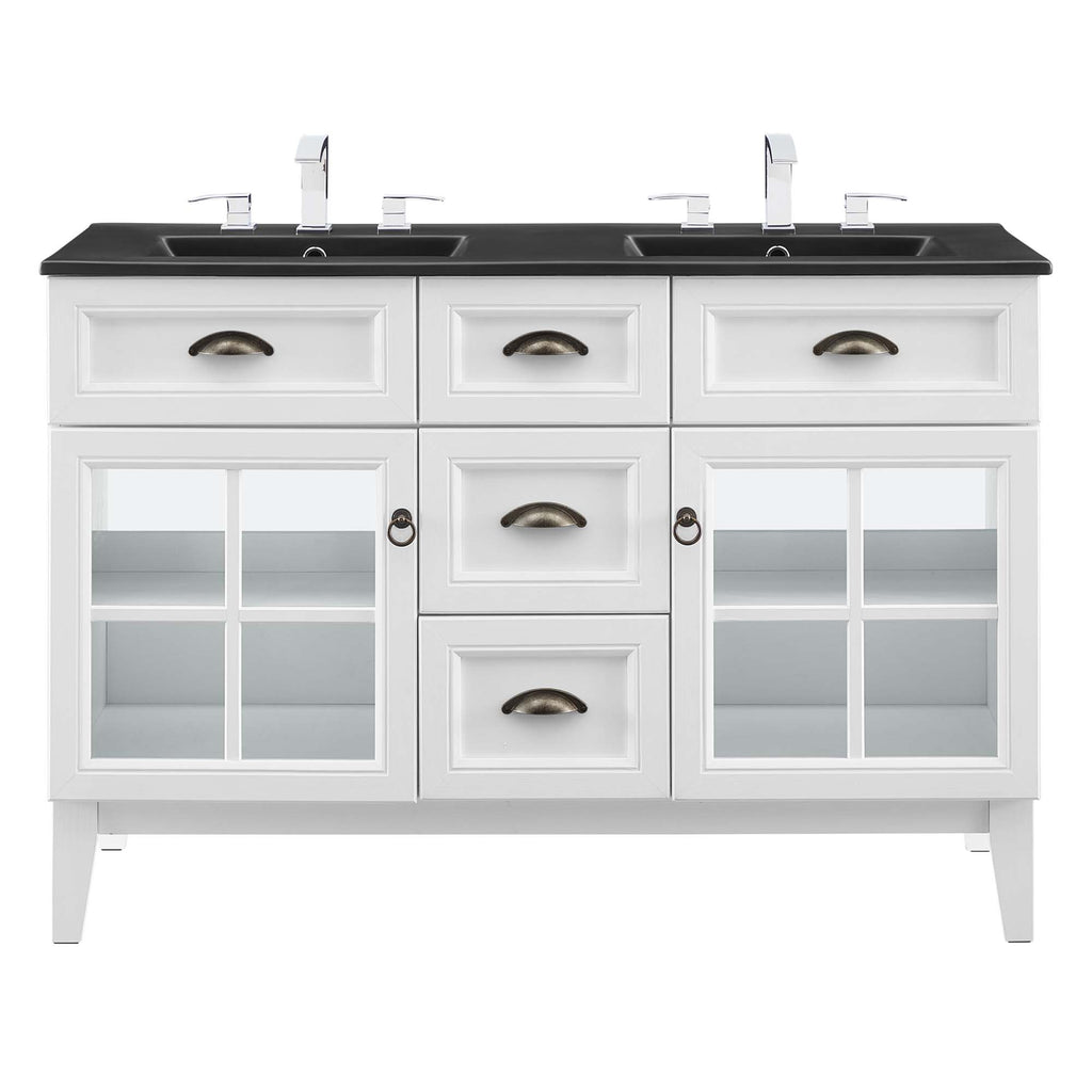 Isle 48" Double Bathroom Vanity Cabinet - White Black