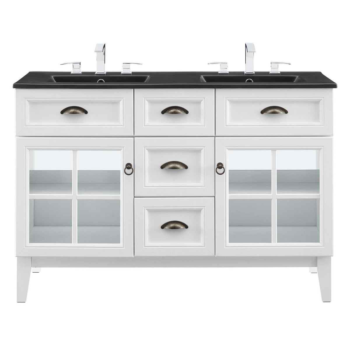 Isle 48" Double Bathroom Vanity Cabinet - White Black