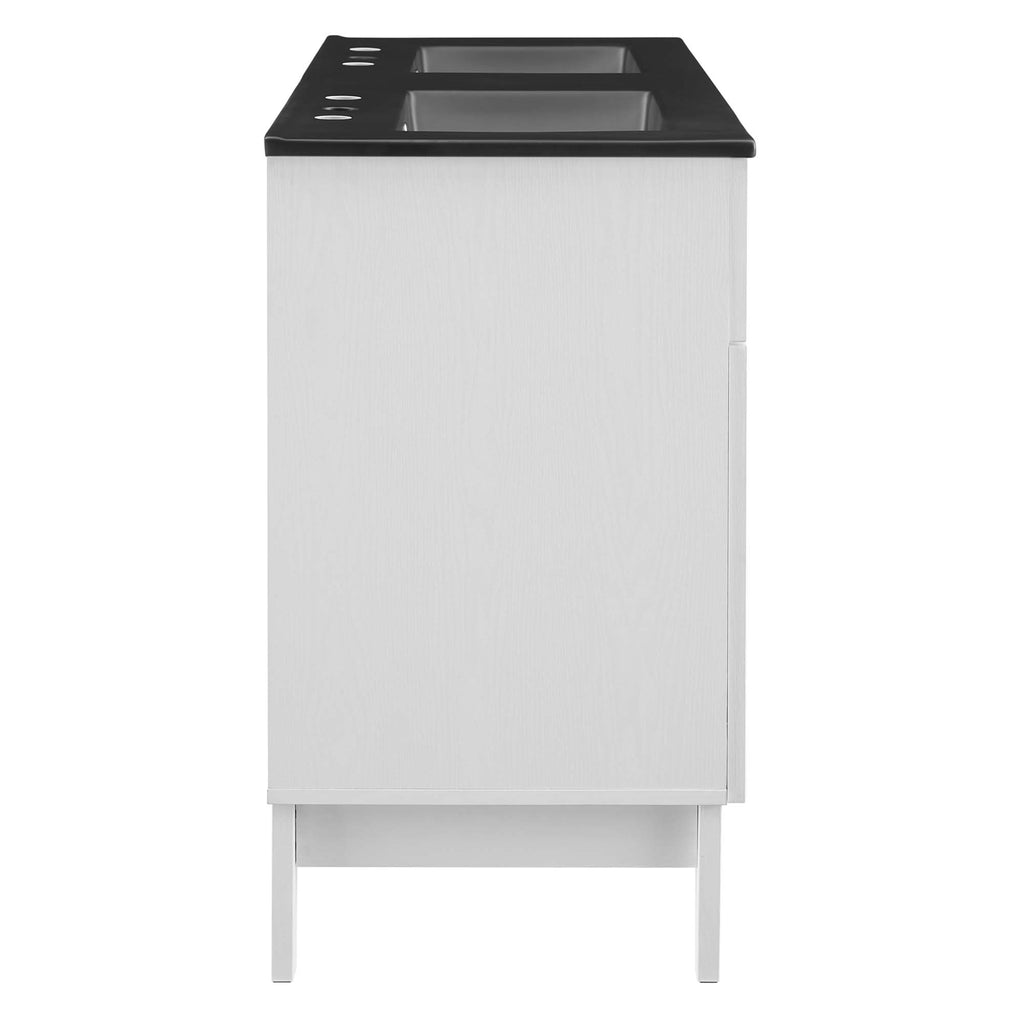 Isle 48" Double Bathroom Vanity Cabinet - White Black