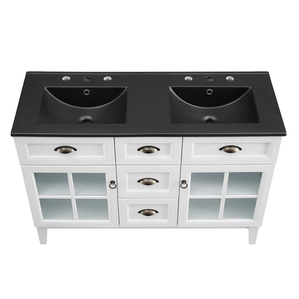 Isle 48" Double Bathroom Vanity Cabinet - White Black