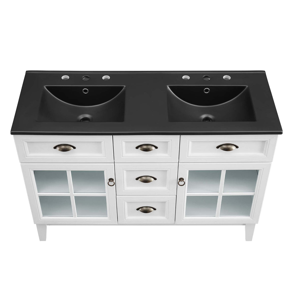 Isle 48" Double Bathroom Vanity Cabinet - White Black