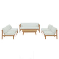 Bayport 6 Piece Outdoor Patio Teak Set - Natural White (4 Armless Chairs, Coffee Table, Loveseat)