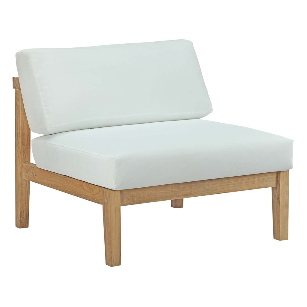 Bayport 6 Piece Outdoor Patio Teak Set - Natural White (4 Armless Chairs, Coffee Table, Loveseat)