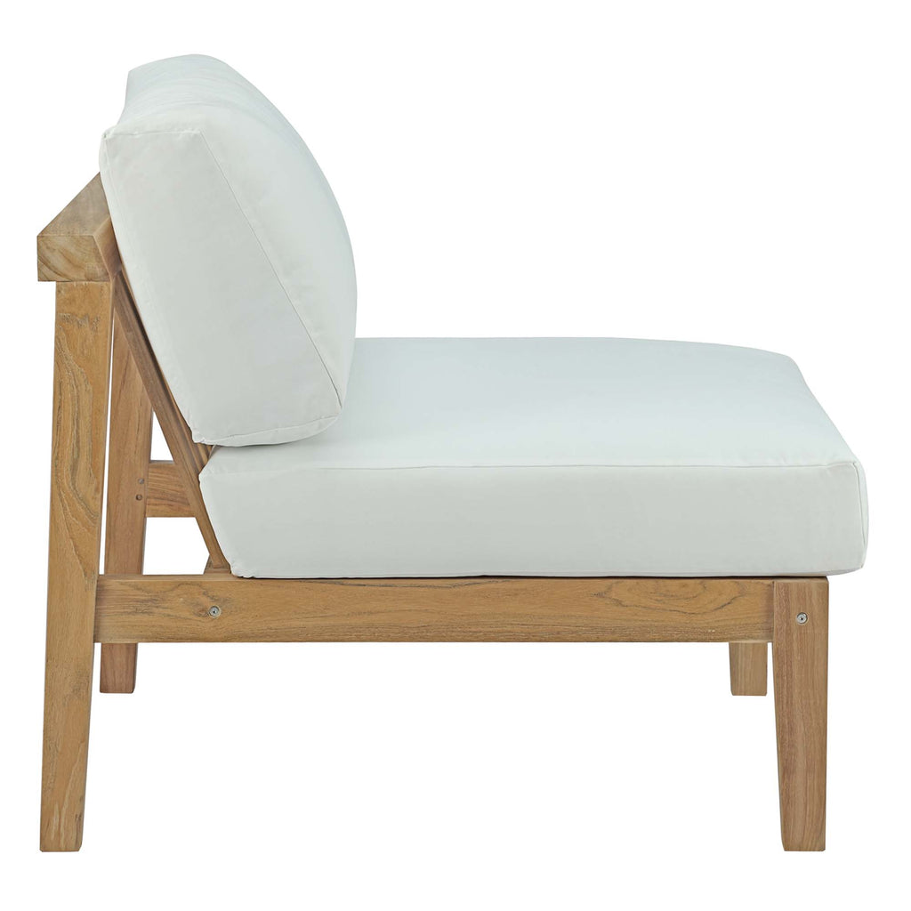 Bayport 6 Piece Outdoor Patio Teak Set - Natural White (4 Armless Chairs, Coffee Table, Loveseat)