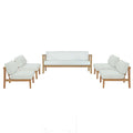 Bayport 5 Piece Outdoor Patio Teak Set - Natural White (4 Armless Chairs, Loveseat)