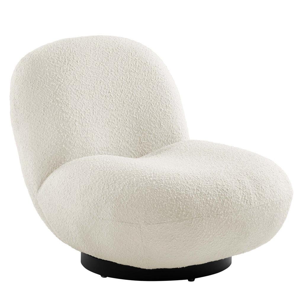 Kindred Boucle Upholstered Upholstered Fabric Swivel Chair - Black Ivory