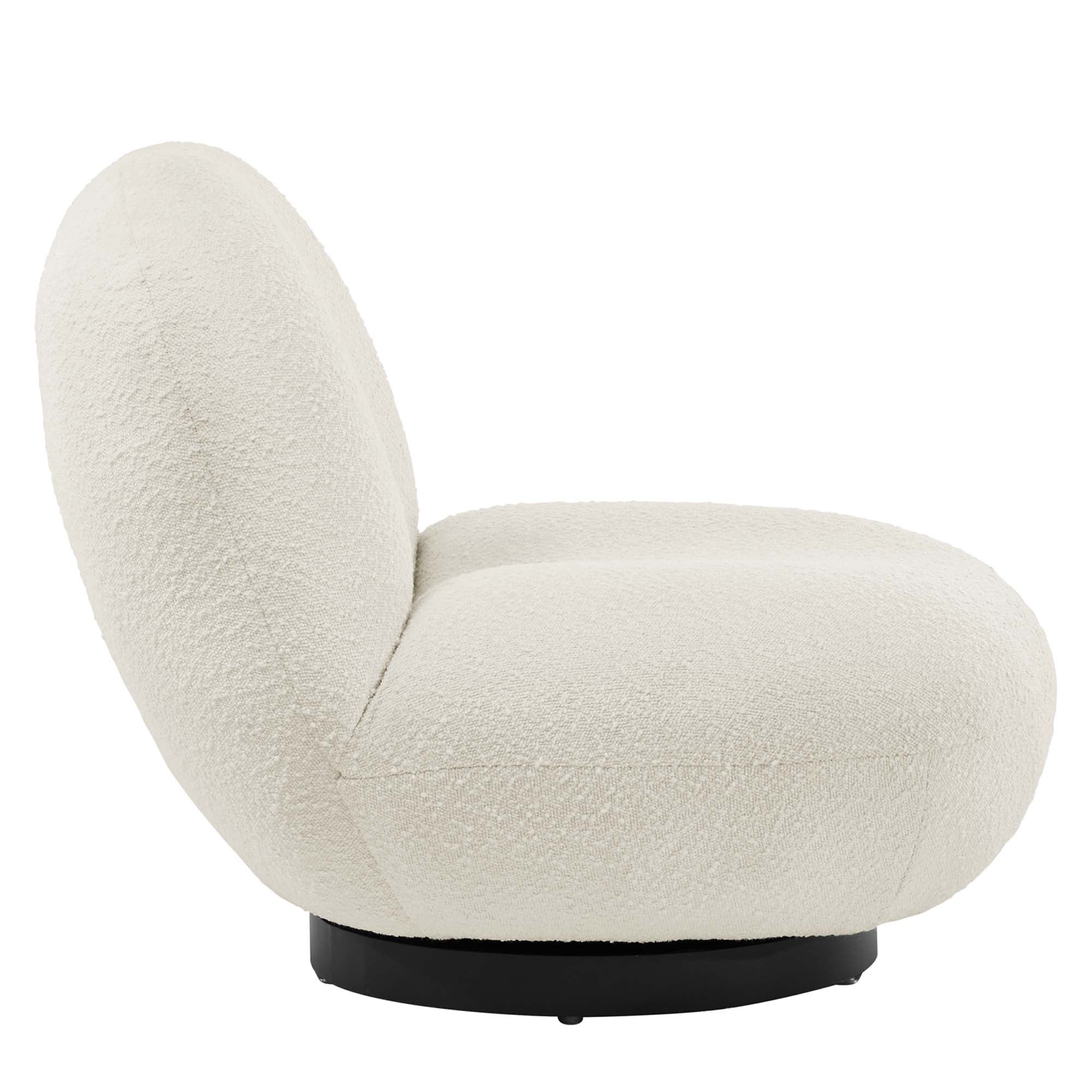 Kindred Boucle Upholstered Upholstered Fabric Swivel Chair - Black Ivory