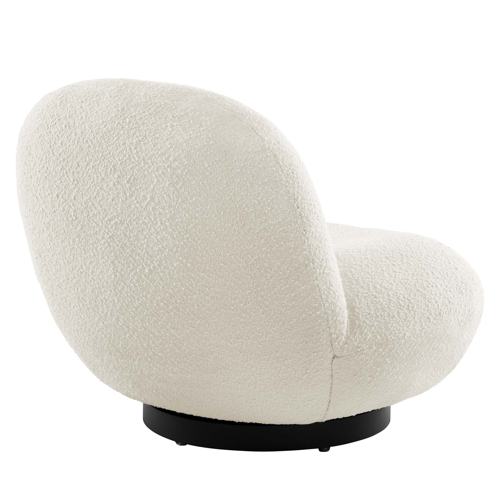 Kindred Boucle Upholstered Upholstered Fabric Swivel Chair - Black Ivory