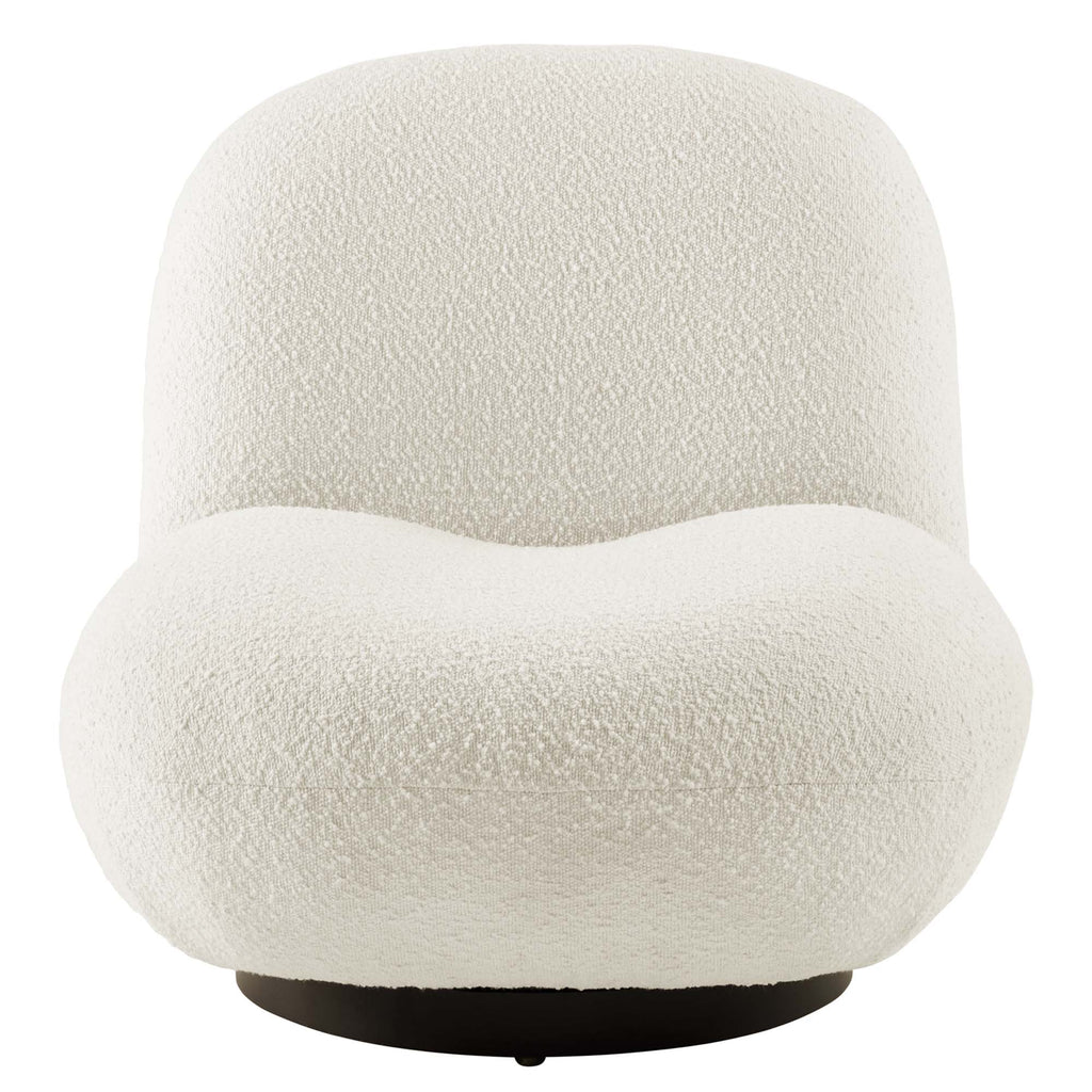 Kindred Boucle Upholstered Upholstered Fabric Swivel Chair - Black Ivory