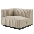 Conjure Channel Tufted Upholstered Fabric Left-Arm Chair - Black Beige