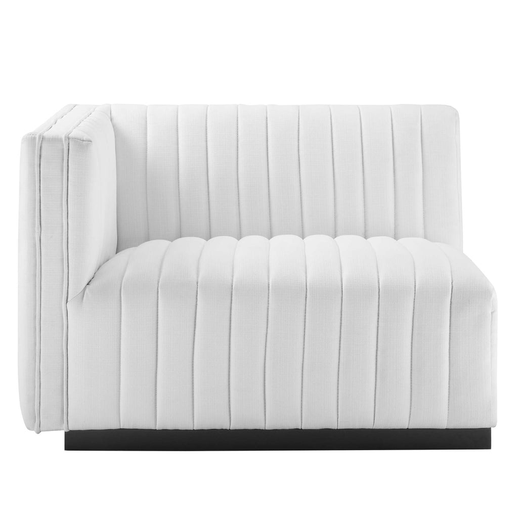 Conjure Channel Tufted Upholstered Fabric Left-Arm Chair - Black White