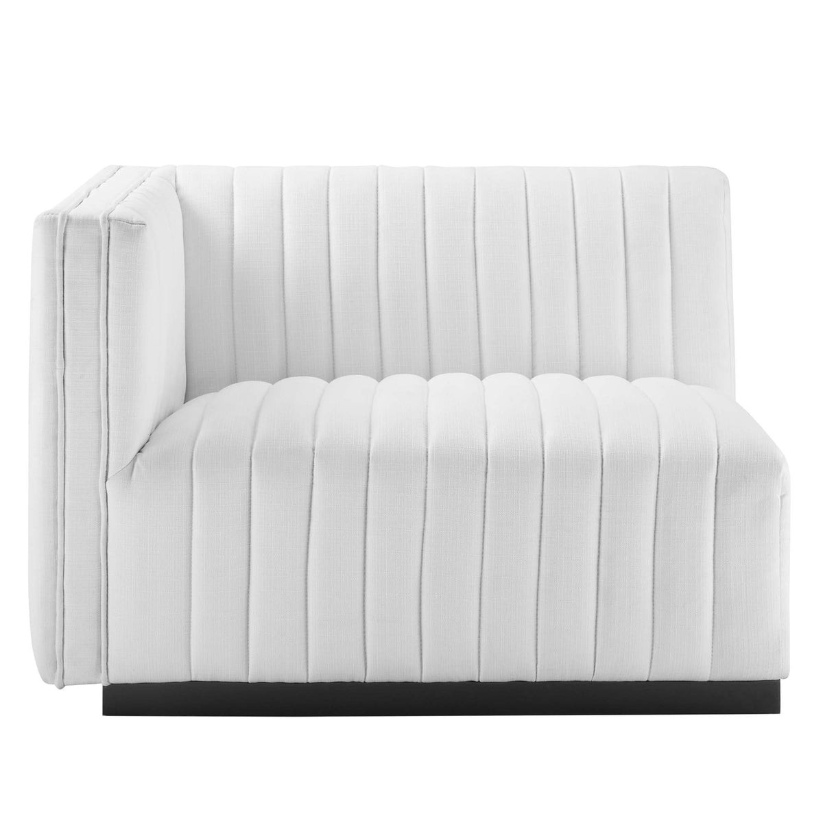 Conjure Channel Tufted Upholstered Fabric Left-Arm Chair - Black White