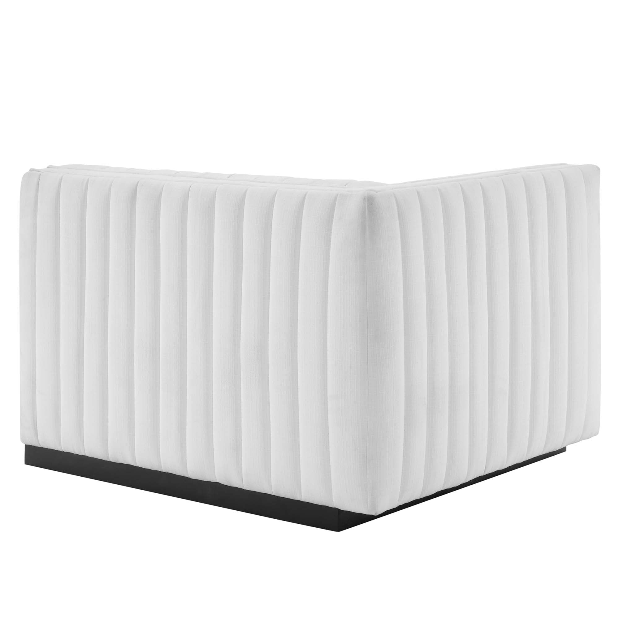 Conjure Channel Tufted Upholstered Fabric Left-Arm Chair - Black White