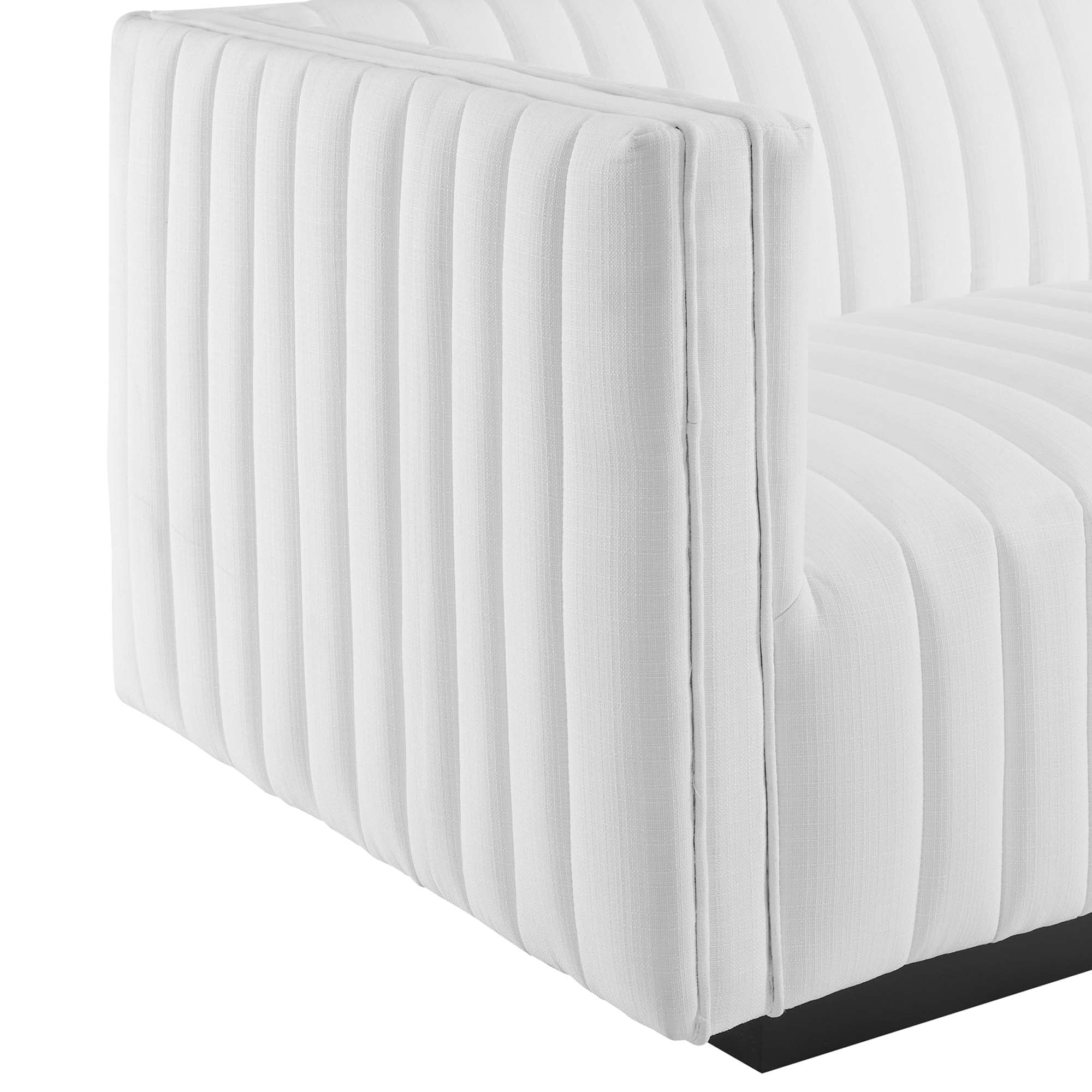 Conjure Channel Tufted Upholstered Fabric Left-Arm Chair - Black White