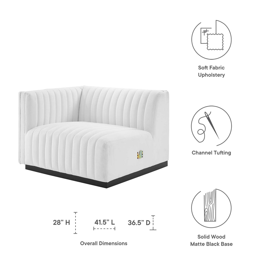Conjure Channel Tufted Upholstered Fabric Left-Arm Chair - Black White